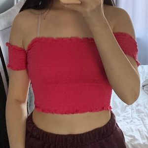 Hot pink off the shoulder crop top